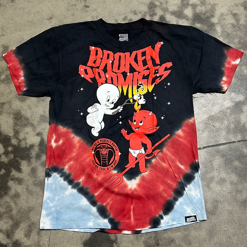 Broken Promises x Hot Stuff x Casper Match Tie Dye Short Sleeve T-Shirt Sz M